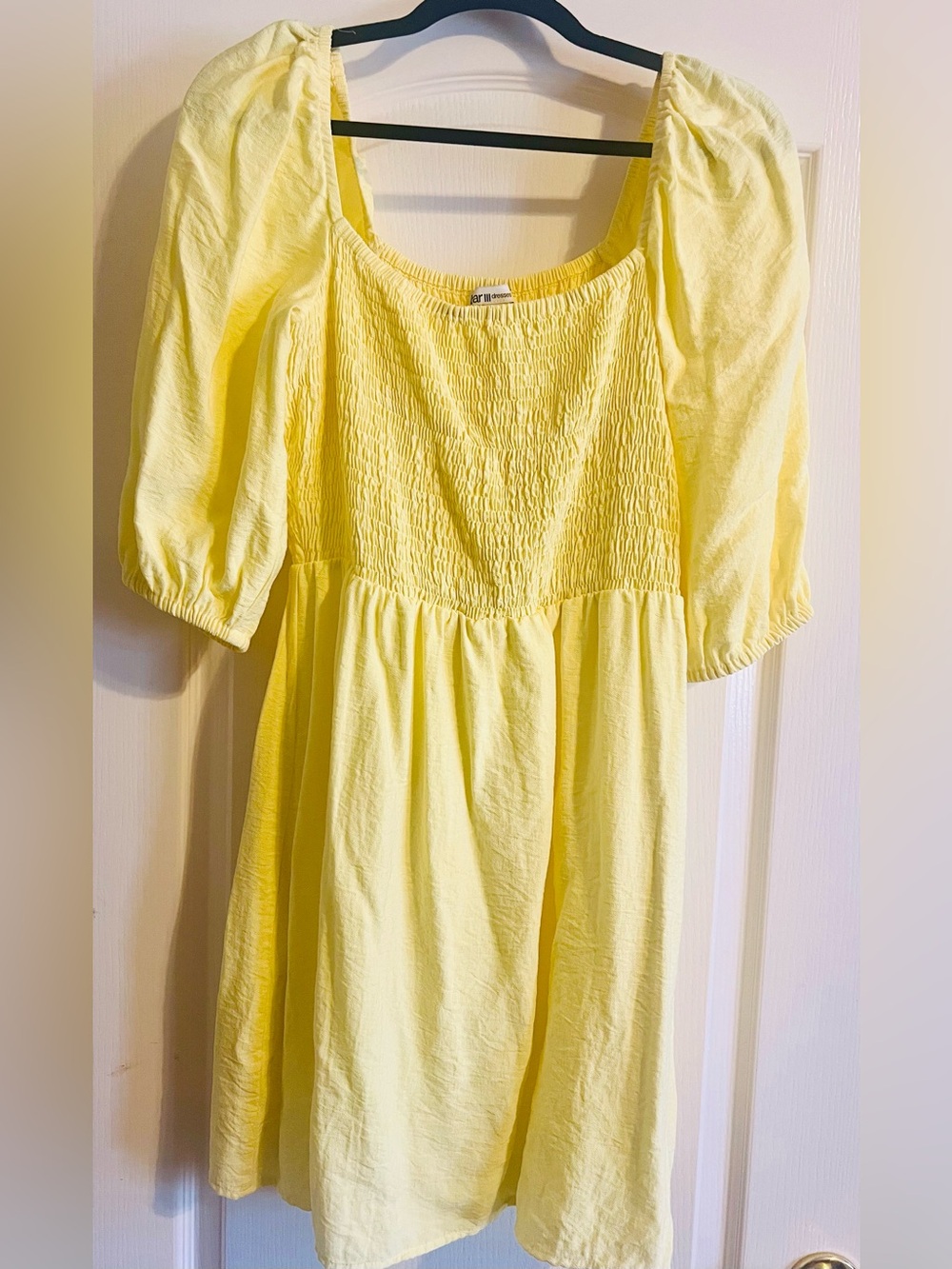 Bar III Yellow Smocked Mini Dress